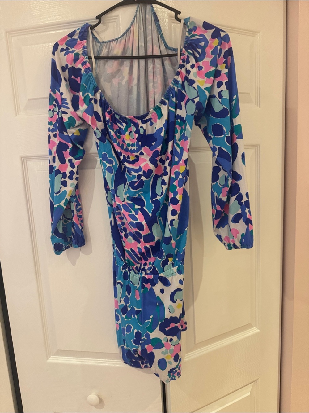 Lilly Pulitzer Blue Floral Scoop-Neck Long Sleeve Roomper